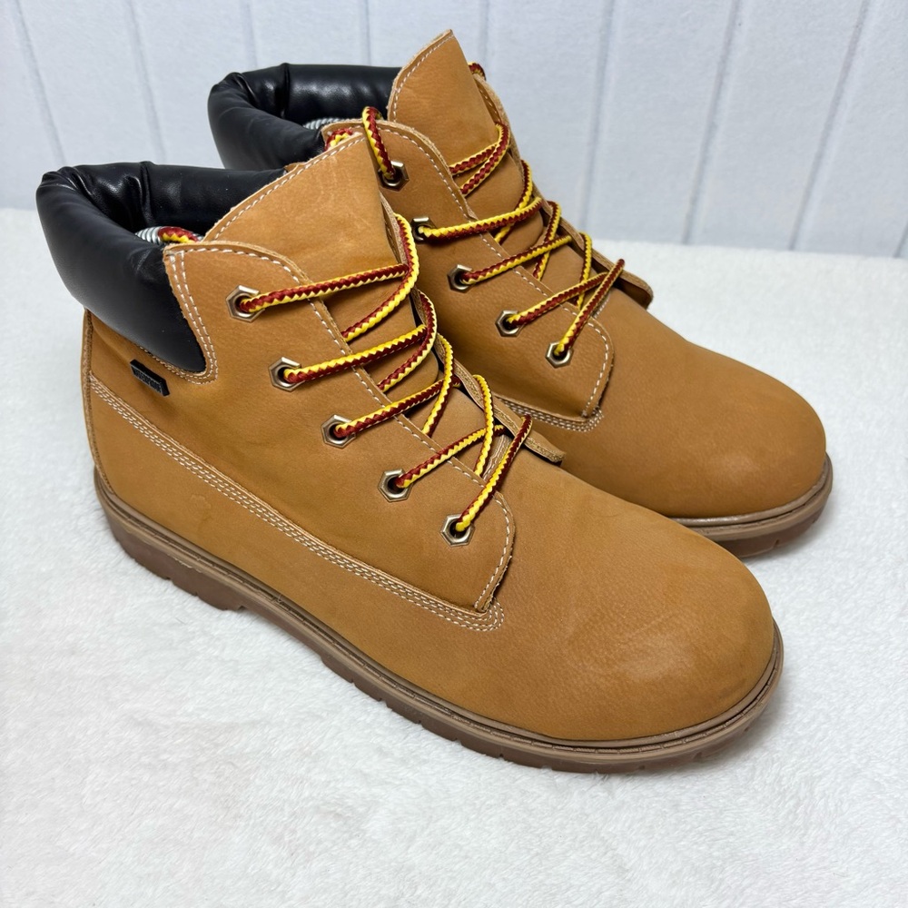 TRAIL GUIDE Waterproof Tan Leather Boots with Black Collar Size‎ 7M